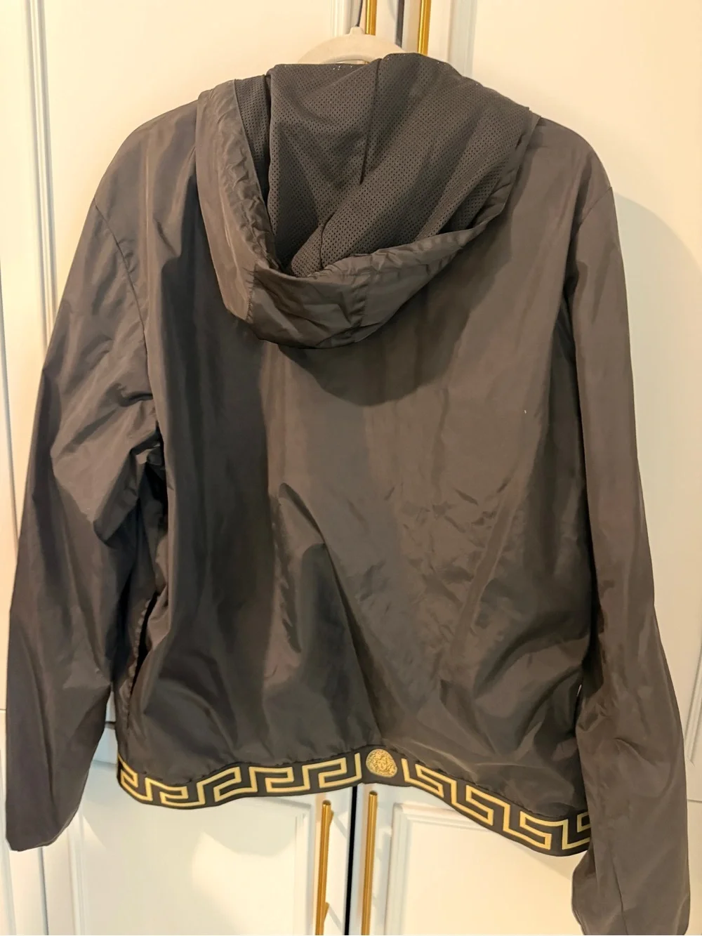 Versace Black & Gold Hooded Windbreaker Jacket